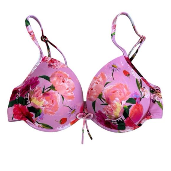 Victoria's Secret Swim Pink Floral Bikini Top 34D - Picture 1 of 4